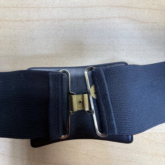 Elastic Black Womens Belt Stretch Fashion With Decorative Buckle Medium Size - Picture 3 of 4